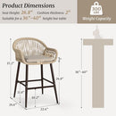 COZYMAN OUTDOOR BAR STOOLS SET OF 2, 26.8" H RATTAN OUTDOOR COUNTER - BLACK - Like New