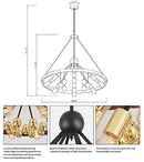 Q&S Farmhouse Wagon Wheel Chandelier Rustic Vintage Round Circle Chandeliers - Like New
