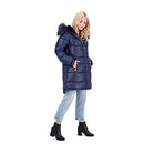 Jessica Simpson Women's Quilted Puffer Winter Coat w/Faux Fur Hood Navy XL - Like New