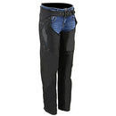 Milwaukee Leather SH1956 Women's 'Winged' Black Textile Chaps - X-Large - Brand New