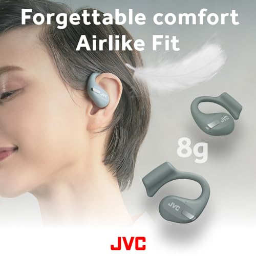 JVC NEW NEARPHONES OPEN EAR TRUE WIRELESS HEADPHONES 16MM DRIVERS - GREEN - Like New