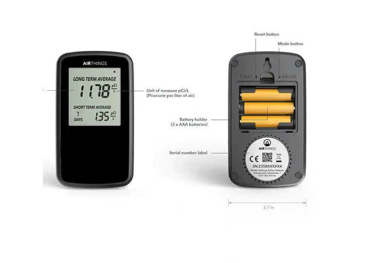 Airthings Battery Operated Digital Radon Detector - Scratch & Dent