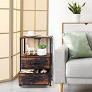 ETELI End Table, Small Bedside Table with 2 Fabric Drawers and Storage Shelf - Brand New