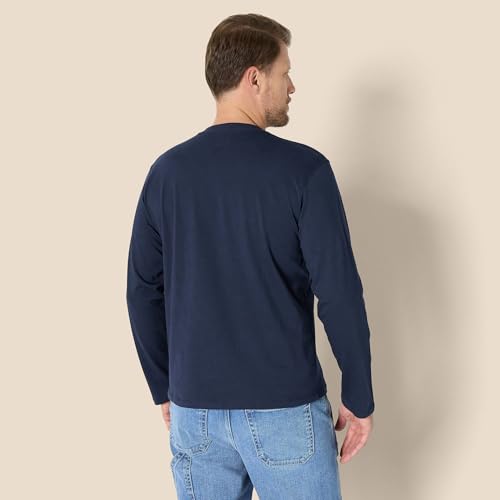 AMAZON ESSENTIALS MEN'S RELAXED FIT LONG SLEEVE T-SHIRT NAVY SIZE L - Brand New