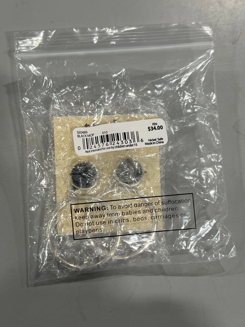 THE SAK BLACK MOP EARRINGS - SILVER/BLACK - Brand New