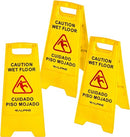 ALPINE INDUSTRIES CAUTION WET FLOOR SIGN, 24IN. H, A-FRAME (PACK OF 3) - YELLOW - Like New