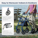 Drive Medical 10257BL-1 4 Wheel Rollator Walker Steel Rolling Walker - Blue - Like New
