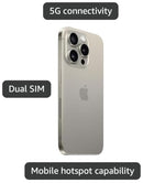 APPLE IPHONE 15 PRO 256GB UNLOCKED MTQU3LL/A - NATURAL TITANIUM - Like New