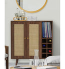 Atlantic Loft & Luv Remy Boho Mid-Century Bar Cabinet Walnut Panels 38408171 - Like New