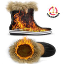 PIZZ ANNU Women's Snow Boots Winter Duck Boots Warm Waterproof Shoes Black/Brown - Brand New