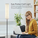 Square LED Floor Lamp with Fabric Shade for Living Room, Black - Like New