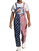 ADOVIGO MEN AMERICAN FLAG OVERALLS ADJUSTABLE STRAP SUMMER LONG JUMPSUITS RED - Brand New