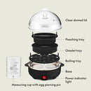 BELLA RAPID ELECTRIC EGG COOKER AND POACHER WITH AUTO SHUT OFF - BLACK - Like New