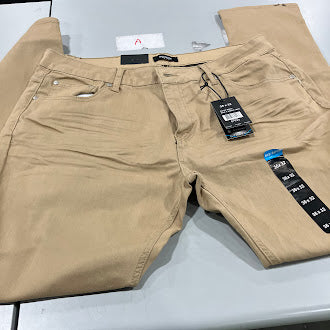 BLU ROCK SLIM STRETCH STRAIGHT JEANS - SIZE: MEN 36X32 - KHAKI - Brand New