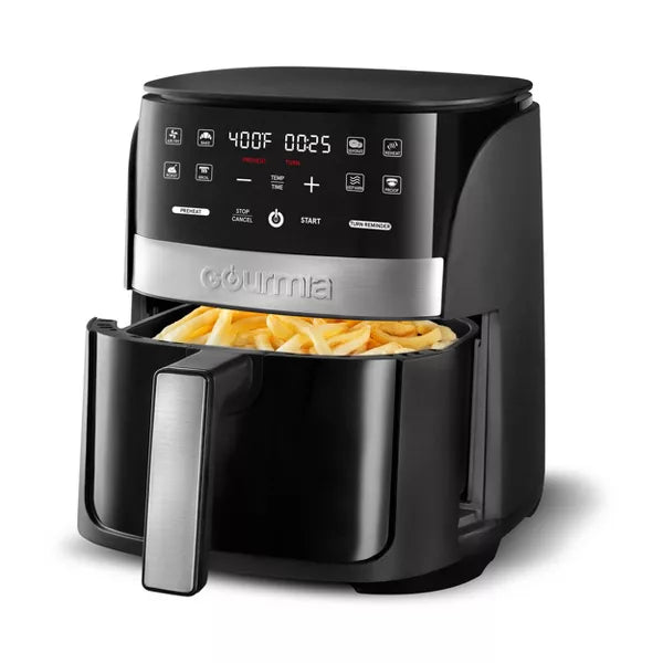 GOURMIA 3QT DIGITAL WINDOW AIR FRYER 8 PRESETS GUIDED COOKING 1200W - BLACK - Like New