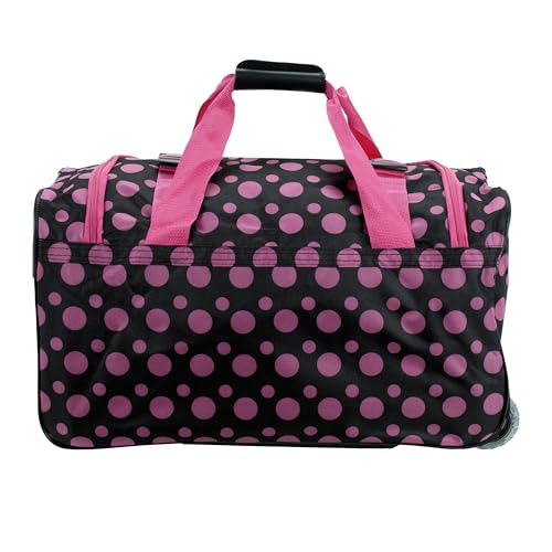 ROCKLAND ROLLING DUFFEL BAG 22" - BLACK PINK DOT - Brand New