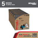 WypAll PowerClean X80 Heavy Duty Cloths 5 Boxes x 76 Towels 41048 White - Brand New