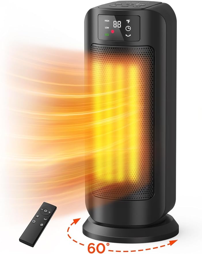 CHIKIT 1500W Electric Space Heater 4 Modes 60° Oscillating PTC-SH007AR - BLACK Like New