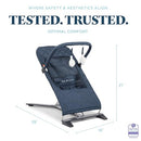 BABY DELIGHT ALPINE DELUXE PORTABLE BOUNCER 0-6 MONTHS BD05530 - QUILTED INDIGO - Like New