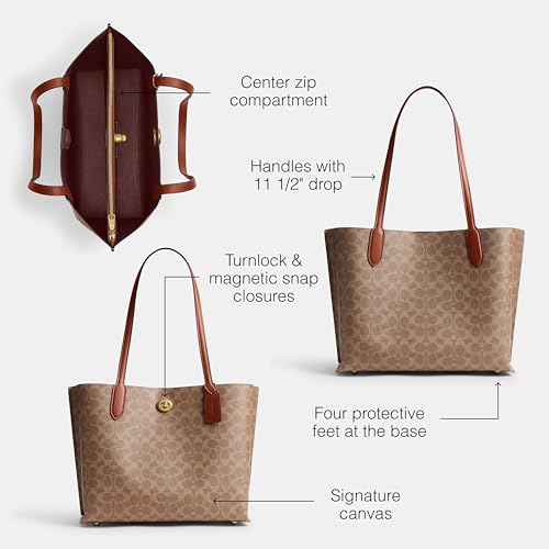 COACH WOMEN'S POLISHED PEBBLE LEATHER WILLOW TOTE TAN CARAMEL - Like New