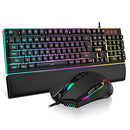 RedThunder K10 Wired Keyboard Mouse Wrist Rest Combo RGB 3 in 1 PC Gamer - Black - Like New