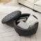 IMMULIZE 30" Ottoman Modern Button Circle Storage Coffee PU Leather - BLACK - Like New