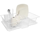 SWEET HOME COLLECTION METAL, PLASIC 3 PIECE DISH DRAINER RACK SET - WHITE - Like New