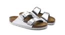 BRIKENSTOCK ARIZONA SOFT FOOTBED SANDALS - MEN 10 WOMEN 12 - METALLIC SILVER - Like New