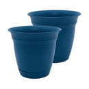 The HC Companies Eclipse Round Planter Pot, 12 Inch, Peacock, 2-Pack - Brand New