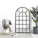 GIFTTROVE BLACK ARCHED WINDOW MIRROR LARGE WINDOW PANE MIRROR - BLACK - Like New