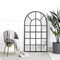 GIFTTROVE BLACK ARCHED WINDOW MIRROR LARGE WINDOW PANE MIRROR - BLACK - Like New