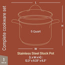 BAKKEN SWISS BKSSQ5 Stainless Steel Stockpot & Tempered Glass Lid 5 Quart - Like New