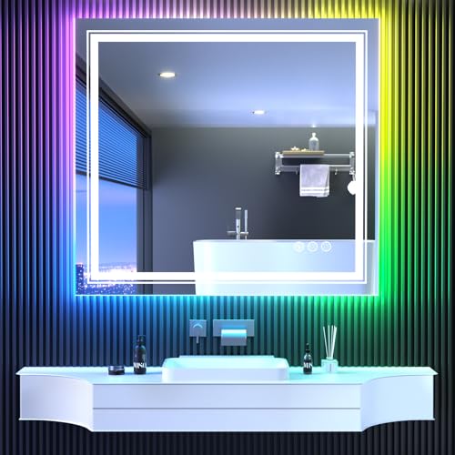 SNOWDOOL LED FOR BATHROOM 40"X36" 8 RGB Backlit +3 Front Lit KM007-RGB1R10091UL - Like New