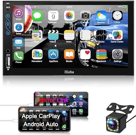 Hieha Car Stereo Apple Carplay Android Auto 7" Double Din Stereo 7023B - BLACK Like New