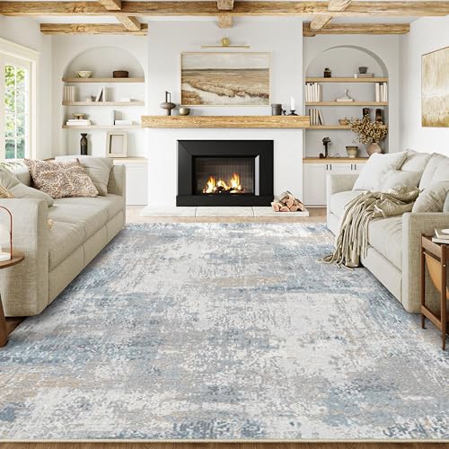 8x10 WondRg Washable Area Rug - Blue Cream - Like New