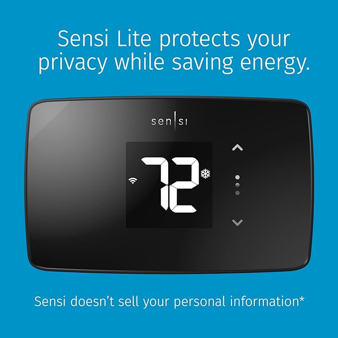 Emerson Sensi Lite Smart Thermostat Data Privacy Programmable Wi-Fi ST25 - Black - Like New