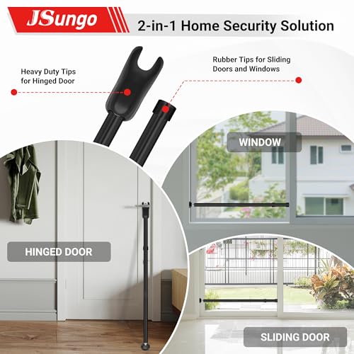 JSUNGO 2-in-1 Sliding Door Security Bar, Upgrade Doors Stoppers Security, 1 Pack - Like New