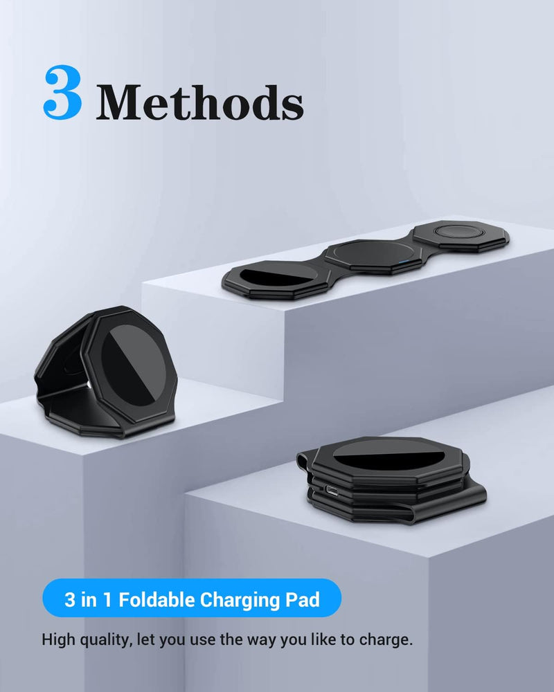 IMPUVERS 3 in 1 Magnetic Foldable Wireless Charging Station - Black Like New