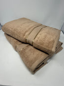 KATHY IRELAND PIECE ZERO TWIST COTTON PLUSH BATH SHEET SET, 2 PIECE SET - BEIGE - Brand New