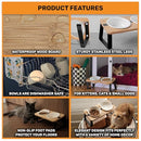 PAWKIZZ ELEVATED CAT BOWL STAND FOR FOOD AND WATER – ANTI-VOMIT RAISED - BAMBOO - Like New