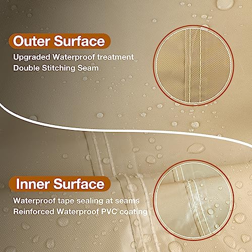 GREENER PATIO FURNITURE COVERS WATERPROOF OUTDOOR TABLE WIND-PROOF BEIGE - Like New