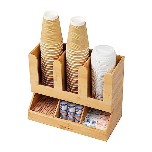 MIND READER 6 COMPARTMENT BAMBOO UPRIGHT COFFEE BREAKROOM CONDIMENT - BROWN - Like New