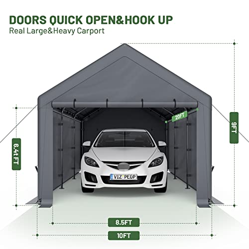 CECAROL C03 10X20FT HEAVY DUTY CARPORT 180G HEAT-SEALING ALL WEATHERTARP - WHITE - Like New