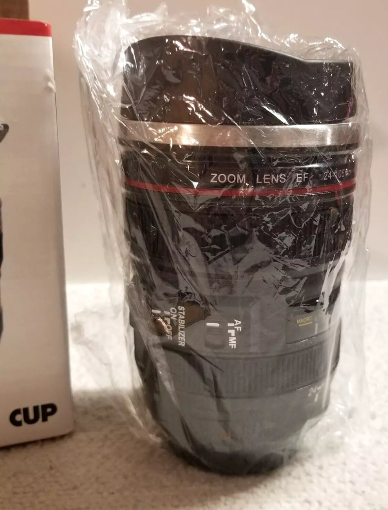 EF THERMAL 4.0 FL. OZ. COFFEE MUG EF24-105MM CAMERA LENS - BLACK - Brand New