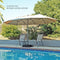 HOME ZONE LIVING 15X9FT DOUBLE HEAD PATIO UMBRELLA WITH BASE 36 LED SAND BAGS - Like New