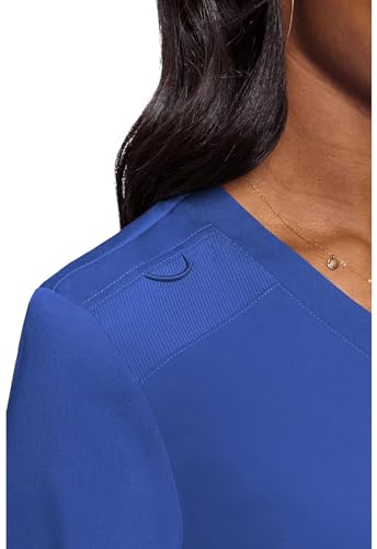 MED COUTURE WOMEN'S V-NECK SCRUB TOP TIMBER MODERN FIT TUCK-IN TOP ROYAL SMALL - Brand New