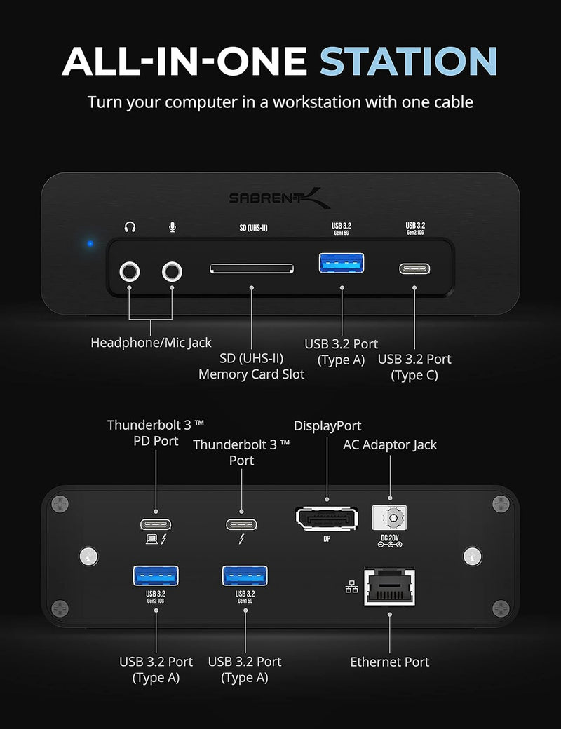 SABRENT Thunderbolt 3 16TB NVMe SSD Docking Station - Black Like New