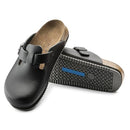 0060194 BIRKENSTOCK LEATHER BOSTON CANBERRA CLOGS MEN SIZE 12 BLACK - Like New