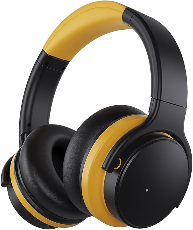 VIBEADIO Active Noise Cancelling Headphones Bluetooth Wireless - Medium Yellow Like New