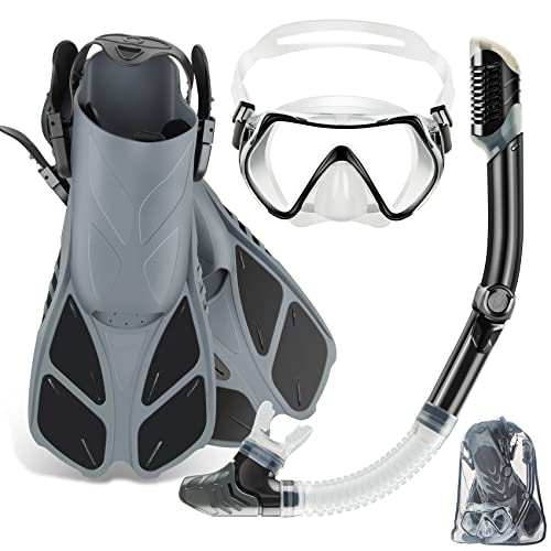 ZEEPORTE MASK FIN SNORKEL SET TRAVEL SIZE SNORKELING GEAR MEN - Scratch & Dent